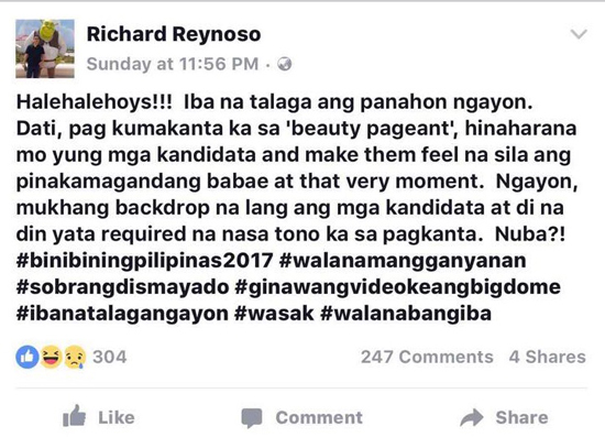 Daniel Padilla responds to Richard Reynoso’s criticisms of his Binibining Pilipinas performance